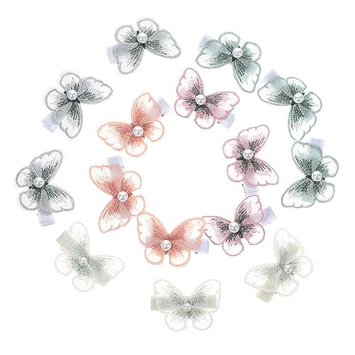 BELLIFFY 15stücke Netz Schmetterling Haarspangen Kleine Haarspangen Dekorative Damen Für Frauen Und Mädchen Mit Perlendekor Für Hochzeit Geburtstag Und Mehr von BELLIFFY