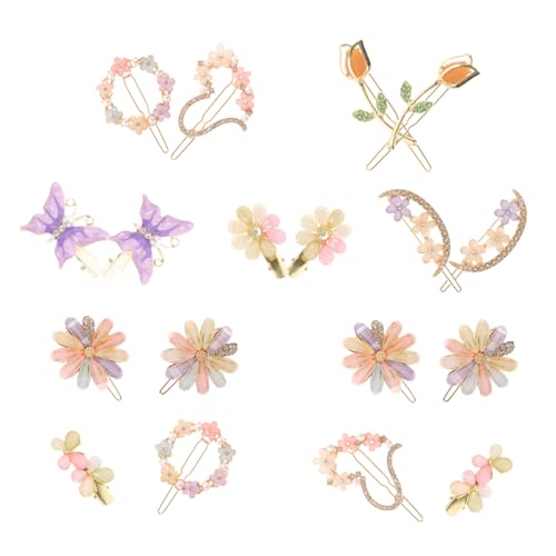 BELLIFFY 18stücke Schmetterling Haarklammern Mit Strass Herz Und Blumen Design Für Damen Haarstyling-tools Als Haarschmuck Für Hochzeit Party Und Alltag von BELLIFFY