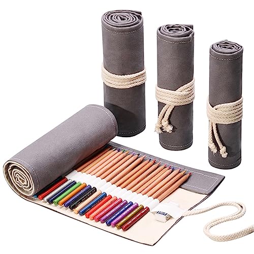 BELLIFFY Bleistifttasche aus Segeltuch mit großer Kapazität Roll-Bleistift-Aufbewahrungs-Organizer Schnallen-Design Roll-Bleistifthalter für Künstlerbedarf von BELLIFFY