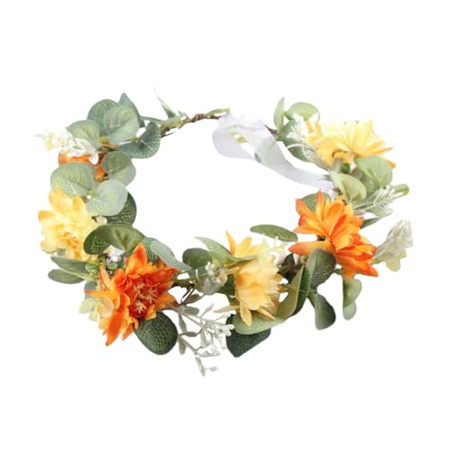 BELLIFFY 1Stk Brautkranz Hochzeitsblumen-Stirnband Hochzeitsgirlande mit Blumen gefälscht wedding hair accessories brauthaatschmuck realistisches Girlanden-Stirnband Blumenkopfschmuck Stoff von BELLIFFY