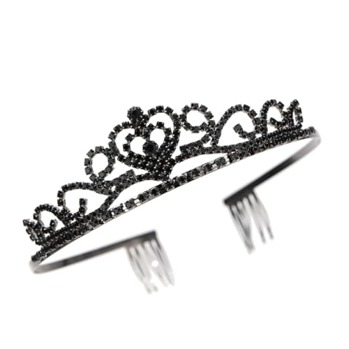 BELLIFFY Strass Haarreif Krone Mit Kämmen Braut Haarreif Kronenkopf Accessoire Party Stirnbänder Großzügige Strasskrone Kopfbedeckung Elegantes Kopf-accessoire Schwarz von BELLIFFY