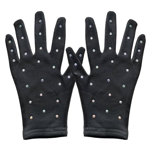 BELLIFFY 1paar Eiskunstlauf Performance Handschuhe Für Mädchen Dekorative Tanzhandschuhe Mit Strass Elastisches Material Atmungsaktive Fingerhandschuhe Für Partys Und Bühnenaufführungen von BELLIFFY