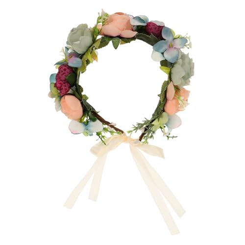 BELLIFFY Blumen-Haarreif Party-Haarbänder für Frauen Blumen-Kopfbedeckung Rose Blumenkrone Braut-Stirnband für Foto-Sessions Events Blau von BELLIFFY