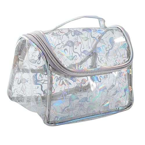 BELLIFFY Reisetasche Transparente Make-up-Tasche Kosmetiktasche Aufbewahrungstasche Tragbar Große Kapazität Kulturbeutel Für Damen Herren Flamingo-Muster von BELLIFFY