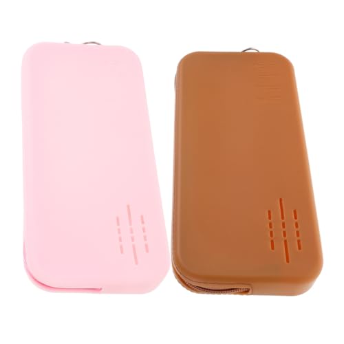 BELLIFFY 2stücke Silikon Kosmetiktaschen Für Reisen Makeup Organizer Mit Reißverschluss Tragbare Aufbewahrung Für Pinsel Und Kosmetik Für Damen Hellrosa von BELLIFFY