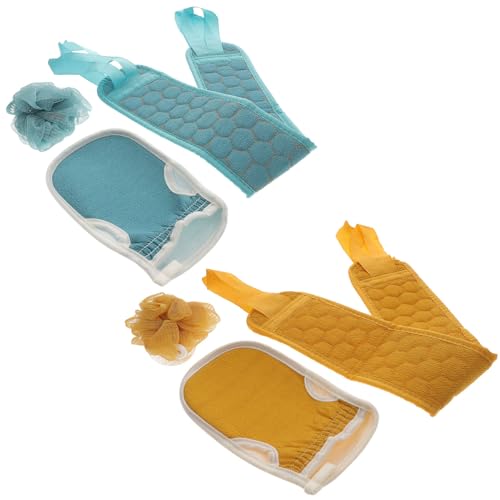 BELLIFFY Hautfreundliche Peeling-badehandschuhe Zum Schrubben Des Rückens Streifen-badetücher Unisex-set Mit Reichhaltigen Schäumenden Badehandschuhen von BELLIFFY