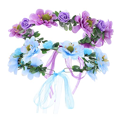 BELLIFFY 2stücke Blumenkronen-stirnbänder Aus Kunstblumen Blumenstirnbänder Mit Band Floriale Bohemian-kopfbedeckungen Für Frauen Und Mädchen Party Und Hochzeitsschmuck von BELLIFFY