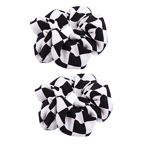 BELLIFFY 2 Stück Elastische Haarbänder Für Damen Haargummis Mit Schachbrettmuster Pferdeschwanzhalter Haarseile Aus Chiffon-materialien von BELLIFFY