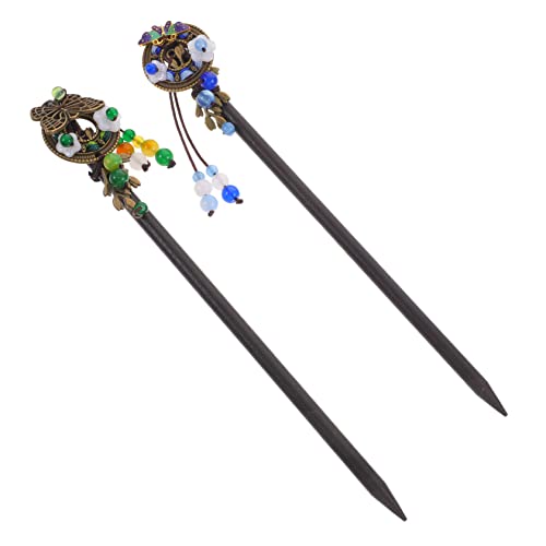 BELLIFFY 2stücke Vintage Haarnadeln Chinesische Haarstäbe Mit Blumen Quasten-design Für Hochsteckfrisuren Retro-stil Für Frauen Geeignet Für Hochzeiten Und Partys von BELLIFFY