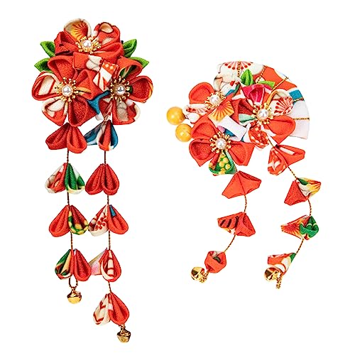 BELLIFFY 2 Stück Japanische Haarnadeln mit Blumen und Fächerdesign Haarschmuck für Damen für Hochzeiten Fotografie Tägliche Anlässe und Festlichkeiten von BELLIFFY