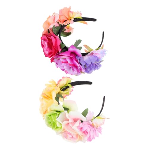 BELLIFFY 2 Stück Party Haarreif mit Breiter Krempe Detailreiche Rosenblumen Haarschmuck Festlicher Stirnband für Hochzeit Cosplay Geburtstag Modische Damen Accessoires von BELLIFFY