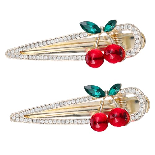 BELLIFFY Kirsch-haarspange Mit Strass 6,3 X 2 X 0,9 Cm Entenschnabel-haarspange Für Mädchen Frucht-accessoires von BELLIFFY