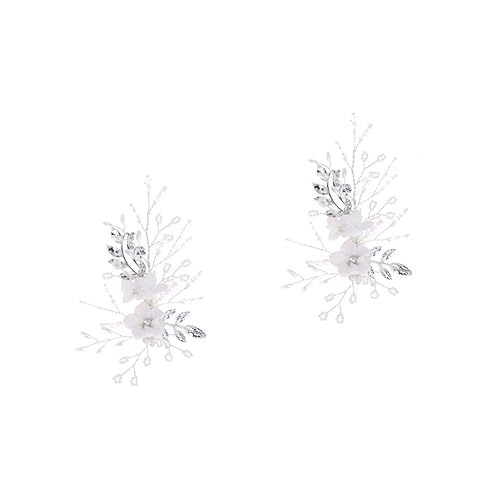 BELLIFFY 2 Stücke Luxus Braut Haar Zubehör Für Frauen Blume Blatt Haar Clip Hochzeit Haar Clip Braut Blume Haarnadel von BELLIFFY