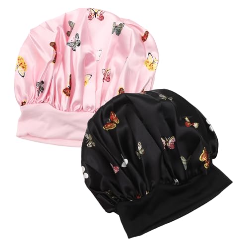 BELLIFFY 2stücke Schlafmütze Für Damen Aus Satin Bequeme Haube Zum Schlafen Tragbar Geschmeidig Hautfreundliches Material Für Make-up Spa Und Gesichtswaschvorgänge von BELLIFFY