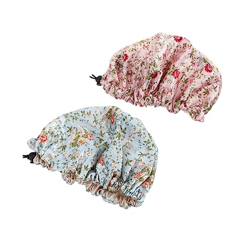 BELLIFFY Elastische Schlafmütze Bedruckte Schlafmütze Praktisch Kinder-duschmütze Haarpflegemütze 2 Stück Geschmeidige Polyestermütze von BELLIFFY