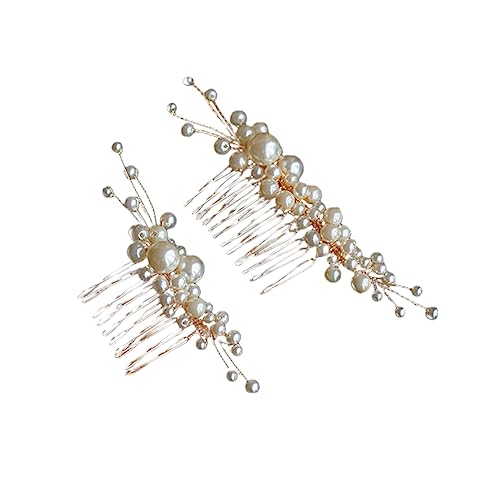 BELLIFFY 2stücke Teiliges Handgefertigter Perlen-haarkämme Für Bräute Elegante Haarspangen Für Hochzeiten Partys Und Besondere Anlässe Verziert Mit Feinen Perlen Für Einen von BELLIFFY