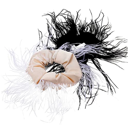 BELLIFFY 2stücke Damen Haargummis Plume Elastische Haarbänder Für Dickes Und Dünnes Haar Dekorative Haarschmuck Accessoires Für Stilvolle Frisuren von BELLIFFY