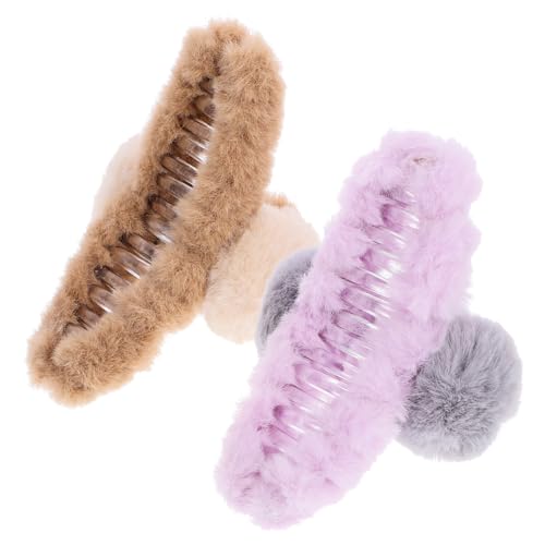 BELLIFFY 2stücke Haar Klammern Für Damen Pelzige Haarspangen Große Haarspangen Für Langes Haar Haarklammern Für Alltag Und Feiern von BELLIFFY