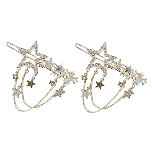 BELLIFFY 2stücke Sternen-haarclips Mit Quasten Und Strass Haarschmuck Für Mädchen Elegante Haarspangen Für Hochzeiten Partys Und Alltag von BELLIFFY