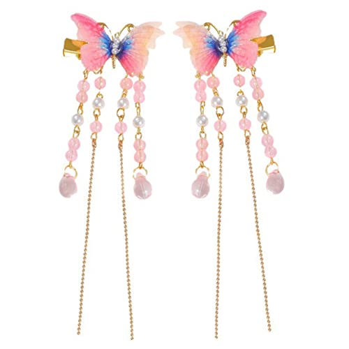 BELLIFFY 2er Satz Schmetterlings-haarspangen Mit Quasten Für Mädchen Und Damen Haarschmuck Aus Kunststoff Und Metall Für Party Und Alltag von BELLIFFY