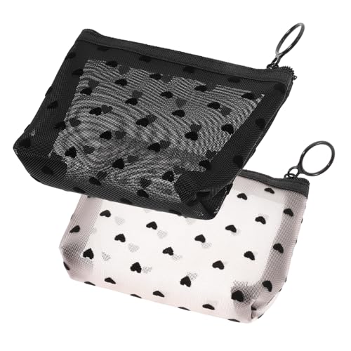 BELLIFFY 2stücke Make-up-Tasche Aus Nylon Und Mesh Reißverschlusstasche Für Damen Kleine Aufbewahrungstasche Mit Reißverschluss Für Reisen Einkaufen Und Täglichen Gebrauch Organizer-Tasche von BELLIFFY
