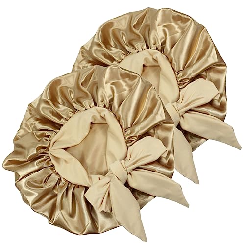 BELLIFFY 2stücke Satin Haube Zum Schnüren Schlaf Turban Für Damen Haarhaube Aus Hochwertigem Material Tragbar Und Einfach Zu Reinigen Geeignet Für Reisen Und Täglichen Gebrauch von BELLIFFY