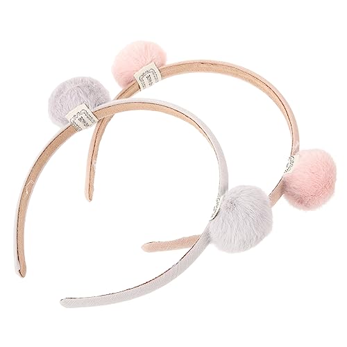 BELLIFFY 2er Satz Plüsch-ball-stirnband Für Kinder Haarschmuck Aus Stoff Stoffkopfschmuck Für Partys von BELLIFFY