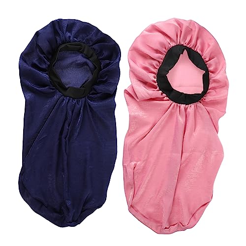 BELLIFFY Seiden Schlafhaube Für Damen Lange Satin ütze Zur Haarpflege Und Zum Schutz Beim Schlafen Und Dunkelblau Ideal Für Langes Haar Und Empfindliche Kopfhaut von BELLIFFY