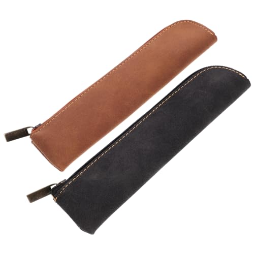 BELLIFFY 2stücke Federmäppchen Ästhetisches Pu-federmäppchen Süße Bleistifttasche Reißverschluss Für Stifte Und Make-up-Pinsel von BELLIFFY