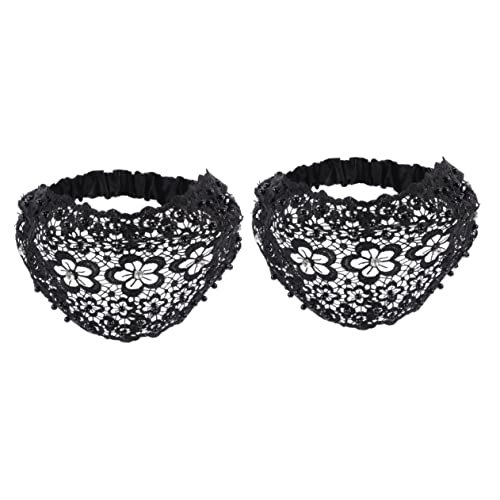 BELLIFFY 2St Stirnband haar spangen haarclips brauthaarschmuk libelle haarspange haarstifte Kopfbedeckung dekorativ Kunstperlen hohler Spitzenkopfschmuck Vintage-Kopfschmuck Gummiband Black von BELLIFFY
