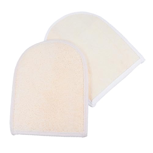 BELLIFFY 2St badetuch handschuhe Körperpeeling-Handschuhe Körperreinigung Körperhautpeeling luffa handschuh exfoliating glove baumwollhandschuhe Handschuh für die Dusche Duschreiniger Weiß von BELLIFFY