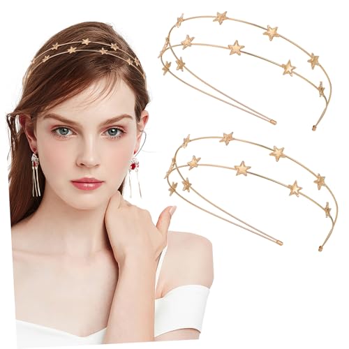 BELLIFFY 2stücke Haarreifen Mit Sternen Kopfbedeckung Damen Kopfschmuck Sternen Stirnband Schöne Haarreifen Weihnachts Haarschmuck von BELLIFFY