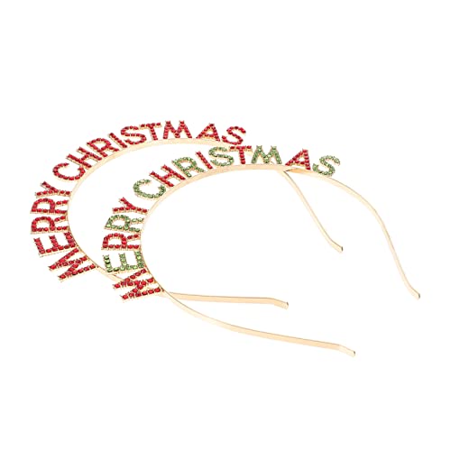 BELLIFFY 2stücke Kreative Weihnachts-haarbänder Mit Buchstaben- Dekorative Festival-haarreife Für Festliche Anlässe Und Partys Merry Christmas Design Und Regenbogenfarben von BELLIFFY