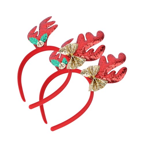 BELLIFFY 2er Set Weihnachts Rentier Haarband Für üsch Kopfstück Für Festliche Anlässe Cosplay Und Partys Rotes Antler Haarschmuck Accessoire von BELLIFFY