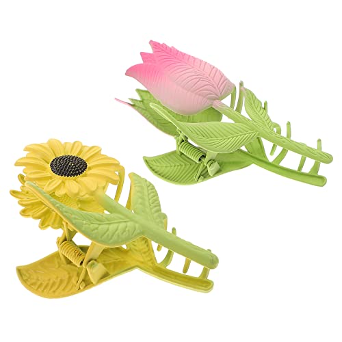 BELLIFFY 2stücke Tulpen Haarklammer Mit Blume Für Dicke Haare Sonnenblumen Haarspange Clip Haarklammern Für Frauen Styling Werkzeug von BELLIFFY