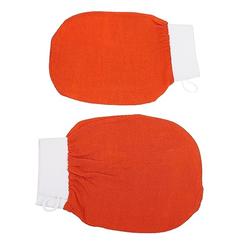 BELLIFFY 2st Badehandschuhe Körperbürstenhandschuhe Werkzeuge Zum Körperpeeling Badetuch Tragbares Handtuch Körperpeeling-handschuh Selbstbräuner-handschuh Nützliche Handschuhe Orange von BELLIFFY