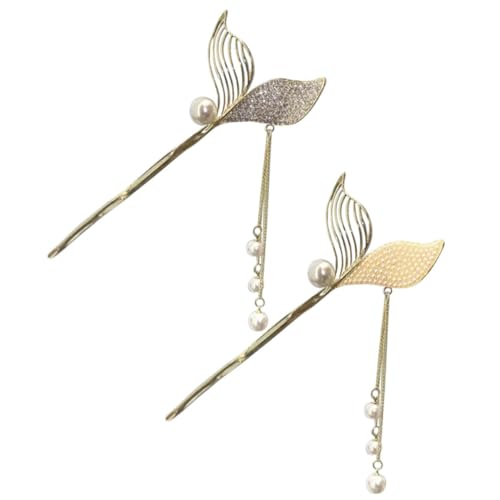 BELLIFFY 2stücke Haarschmuck Mit Perlen Und Quasten Fischschwanz-haarstäbchen Für Hochsteckfrisuren Für Besondere Anlässe Und Alltagslooks von BELLIFFY