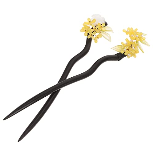 BELLIFFY 2stücke Vintage Holz Haarnadeln Chinesischer Stil Haarschmuck Für Frauen Für Hochzeiten Partys Und Besondere Anlässe Und Eleganter Chignon Pin Aus Holz von BELLIFFY
