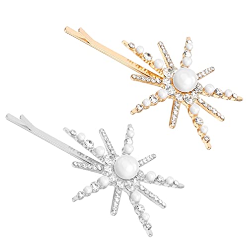 BELLIFFY 2 Stück Legierung Haarnadeln Mit Sternen Perlen Strass-inlays Hochzeit Haarschmuck Kopfbedeckungen Mädchen Haarspangen von BELLIFFY