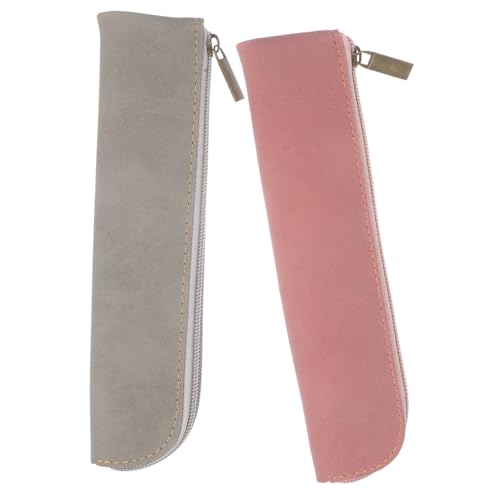 BELLIFFY 2stücke Federmäppchen Mit Reißverschluss Ästhetische Bleistifttasche Aus Pu-Leder Süßes Federmäppchen Für Stifte Und Make-up-Pinsel Praktische Stiftaufbewahrung von BELLIFFY