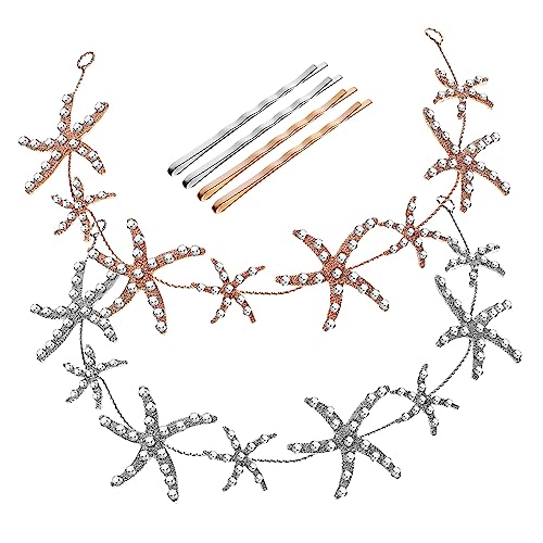 BELLIFFY 2stücke Damen Haarreifen Mit Schimmernden Strass-meerestier-design Verstellbar Für Hochzeiten Braut-accessoires Haarspangen Eleganter Kopfschmuck Für Besondere Anlässe von BELLIFFY