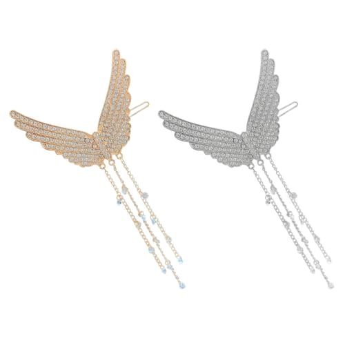 BELLIFFY 2stücke Engelsflügel Haarspange Mit Quasten Seitliche Haarspange Strass Haarnadel Mädchen Haarschmuck Für Partys Hochzeit Kostüme von BELLIFFY
