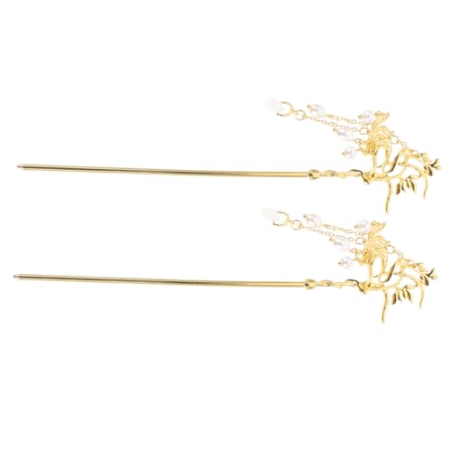 BELLIFFY 2stücke Haarstab Mit Langer Baumelnder Perlen Quaste Für Frauen Chinesischer Haarschmuck Für Hochzeiten Und Partys Haarnadel Mit Blume Für Tägliche Und Elegante Looks von BELLIFFY