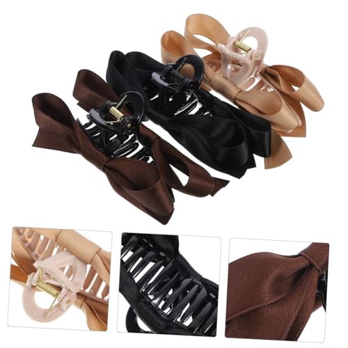 BELLIFFY 3 Stck Teiliges Haarklammer Großer Schleife Dekorative Haarkralle Leichte und Robuste Haarspangen für Damen Fester Sitz Beim Sport Duschen und Alltag in Schwarz Dunkelbraun und von BELLIFFY
