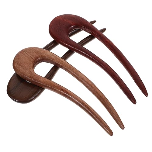 BELLIFFY 3 Stck Vintage U Förmige Holz Haarnadeln Teiliges für Damen Handgefertigte Glatte Oberfläche Vielseitig Einsetzbar als Haarschmuck für Besondere Anlässe und Alltag von BELLIFFY