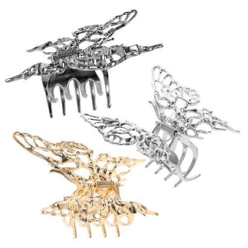 BELLIFFY 3stücke Metall Schmetterling Haarspangen Mit Haarklammern Für Frauen Drei Dekorative Haarspangen Für Langes Haar Einfach Zu Tragen Und Langlebig von BELLIFFY