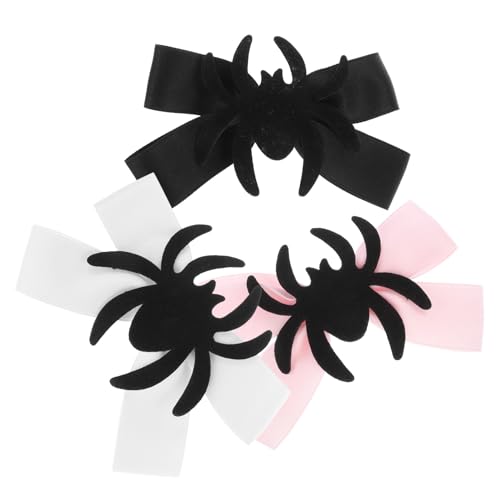 BELLIFFY 3 Stück 3-teiliges Halloween Haarclip Spinnen-Schleifen Robuste Metall Stoffmaterialien Zuverlässiger Griff Leichter Party Haarschmuck für Frauen und Mädchen für Kostüm von BELLIFFY