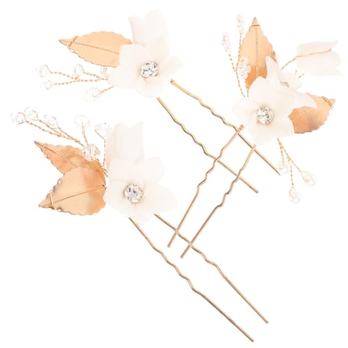 BELLIFFY 3stücke Teiliges Hochzeits-haaraccessoire Mit Weißen Blumen-haarspangen Für Bräute U-förmige Haarnadeln Für Frauen Für Besondere Anlässe Und Verschiedene Frisuren von BELLIFFY
