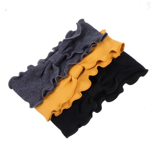 BELLIFFY 3stücke Breites Stirnband Mit Gewellten Kanten Elastisches Sport-haarband Für Damen Und Mädchen Schnell Trocknend Und Schweißabsorbierend Für Yoga Laufen Und Training von BELLIFFY