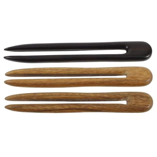 BELLIFFY 3stücke Holz U-förmige Haarnadeln Retro Haarstifte Dekorative Haarnadeln Für Frauen Handgefertigt Aus Ebenholz Und Sandelholz Natürlicher Duft Glatt Und Poliert von BELLIFFY